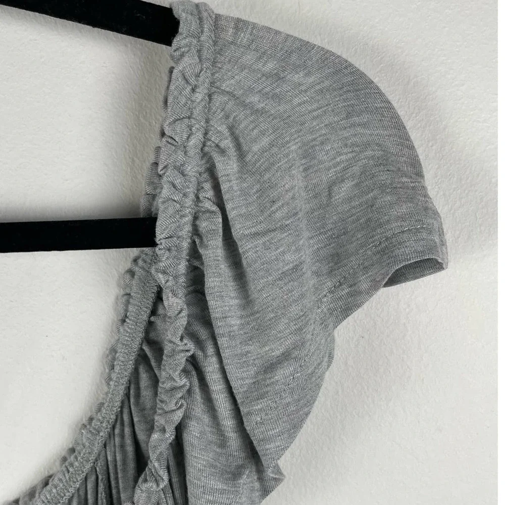 Nordstrom Maxi Dress Swing Tie Detail Peasant Flouncy Hem Minimalist M Gray